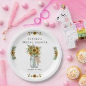 Rustic Sunflower Mason Jar Bridal Shower Paper  ペーパープレート (パーティー)
