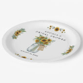 Rustic Sunflower Mason Jar Bridal Shower Paper  ペーパープレート (アングル)