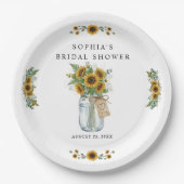 Rustic Sunflower Mason Jar Bridal Shower Paper  ペーパープレート (正面)