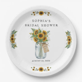 Rustic Sunflower Mason Jar Bridal Shower Paper  ペーパープレート