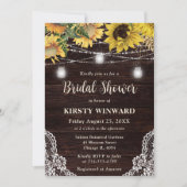 Rustic Sunflower & Mason Jar Lights Bridal Shower 招待状 (正面)