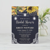 Rustic Sunflower & Mason Jar Lights Bridal Shower 招待状 (スタンド正面)