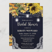 Rustic Sunflower & Mason Jar Lights Bridal Shower 招待状 (正面/裏面)