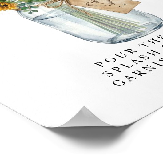 Rustic Sunflower Mason Jar Mimosa Bar  ポスター (角)