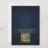 Rustic Sunflower Navy Blue Wood QR Code Wedding 招待状 (裏面)