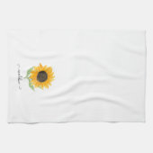 Rustic Sunflower Personalized Name Script キッチンタオル (横)