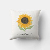 Rustic Sunflower Personalized Name Script クッション (裏面)