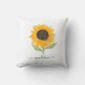 Rustic Sunflower Personalized Name Script クッション (正面)