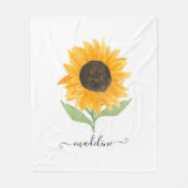 Rustic Sunflower Personalized Name Script フリースブランケット (正面)