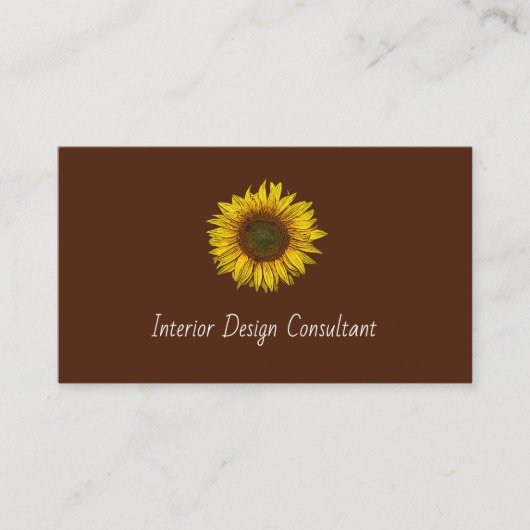 Rustic Sunflower QR code Boho Brown 名刺 (正面)
