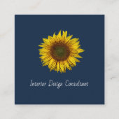 Rustic Sunflower QR code Boho Navy Blue スクエア名刺 (正面)