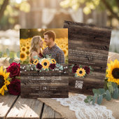 Rustic Sunflower QR Code RSVP Wedding 招待状