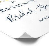 Rustic Sunflower Rose Floral Bridal Shower Sign ポスター (角)