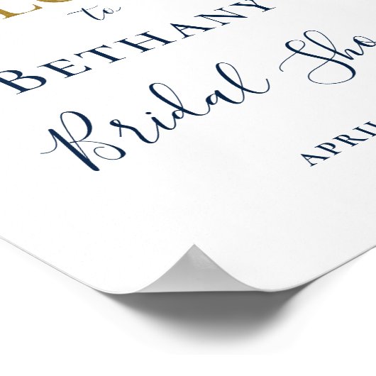 Rustic Sunflower Rose Floral Bridal Shower Sign ポスター (角)