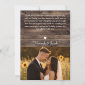 Rustic Sunflower Roses Wedding サンキューカード (裏面)