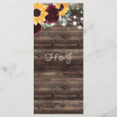 Rustic Sunflower Roses Wedding メニュー (裏面)