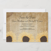 Rustic Sunflower Save the Date 招待状 (正面)