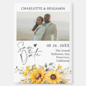 Rustic Sunflower Save the Date Wedding マグネット (正面)