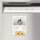 Rustic Sunflower Save the Date Wedding マグネット (インサイチュ (食洗機))