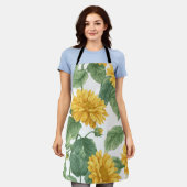 Rustic Sunflower Watercolor Floral Boho Farmhouse  エプロン (着用した状態)