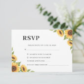 Rustic Sunflower Watercolor Floral Country 出欠カード (スタンド正面)