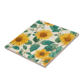 Rustic Sunflower Watercolor Floral Farmhouse タイル (側面)