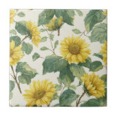 Rustic Sunflower Watercolor Floral Farmhouse タイル (正面)