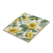Rustic Sunflower Watercolor Floral Farmhouse タイル (側面)
