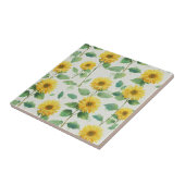 Rustic Sunflower Watercolor Floral Farmhouse タイル (側面)