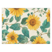 Rustic Sunflower Watercolor Floral Farmhouse テーブルクロス (正面(横))