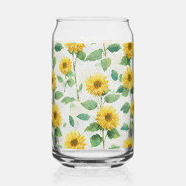 Rustic Sunflower Watercolor Floral Farmhouse Drink ガラス缶