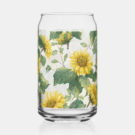 Rustic Sunflower Watercolor Floral Farmhouse Drink ガラス缶