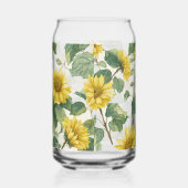 Rustic Sunflower Watercolor Floral Farmhouse Drink ガラス缶 (右)