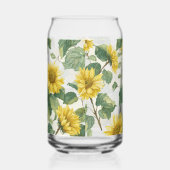 Rustic Sunflower Watercolor Floral Farmhouse Drink ガラス缶 (左)