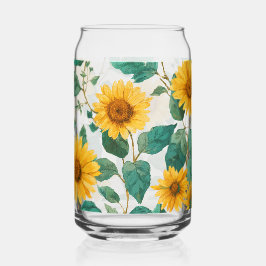 Rustic Sunflower Watercolor Floral Farmhouse Drink ガラス缶