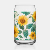 Rustic Sunflower Watercolor Floral Farmhouse Drink ガラス缶 (裏面)