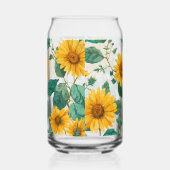 Rustic Sunflower Watercolor Floral Farmhouse Drink ガラス缶 (右)