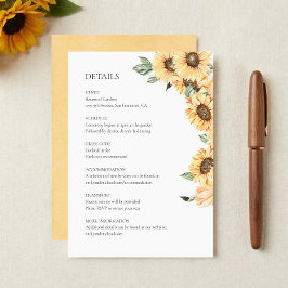 Rustic Sunflower Wedding Details Enclosure Card エンクロージャーカード