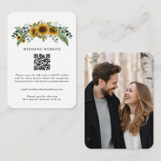 Rustic Sunflower Wedding Enclosure Card エンクロージャーカード (正面/裏面)