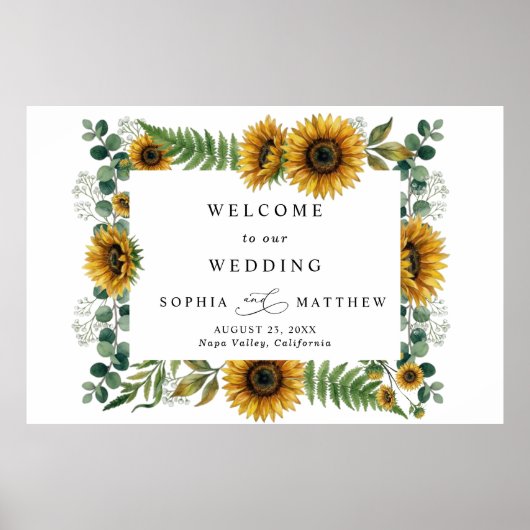 Rustic Sunflower Wedding Foam Board ポスター (正面)