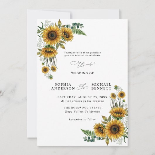 Rustic Sunflower Wedding Invitation 招待状 (正面)
