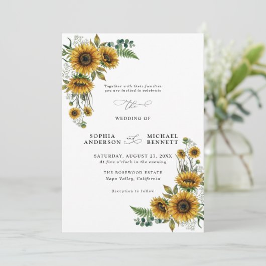 Rustic Sunflower Wedding Invitation 招待状 (スタンド正面)
