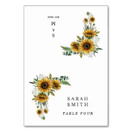 Rustic Sunflower Wedding Place Cards テーブルナンバー
