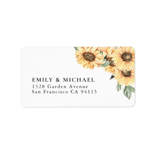 Rustic Sunflower Wedding Return Address ラベル (正面)