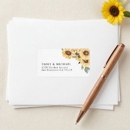 Rustic Sunflower Wedding Return Address ラベル
