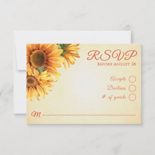 Rustic Sunflower Wedding RSVP Card (正面)