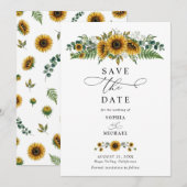 Rustic Sunflower Wedding Save The Date 招待状 (正面/裏面)