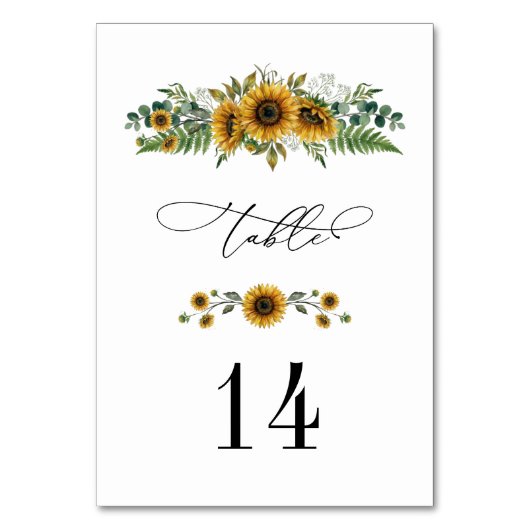 Rustic Sunflower Wedding Table Number テーブルナンバー (正面)