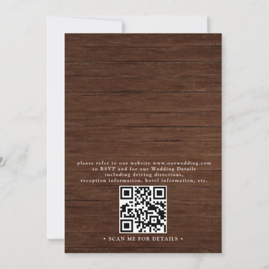 Rustic Sunflower Western Country QR Code Wedding 招待状 (裏面)