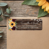 Rustic Sunflower Wood Wedding Return Address ラベル